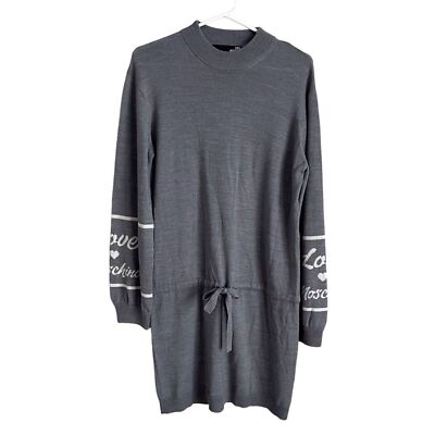 Love Moschino Size 8 Grey Sweater Dress Tie Waist Knit Balloon Sleeve Spellout | eBay Love Moschino Size 8 Grey Sweater Dress Tie Waist Knit Balloon Sleeve Spellout | eBay