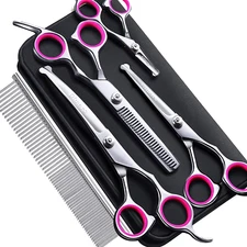 Gimars 4CR Stainless Steel Dog Grooming Scissors Kit with Safety round Tip, H...