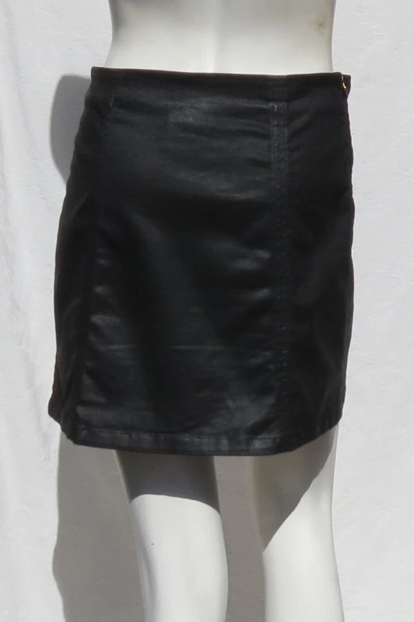 Minifalda ADALINE ADRIANO GOLDSCHMIED EE. UU. S 27 4 de mezclilla recubierta de cuero sintético negro Foto 2 de 4
