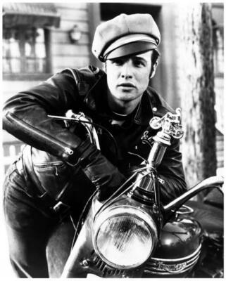 THE WILD ONE great 8x10 still MARLON BRANDO with Triumph Motorcycle ...