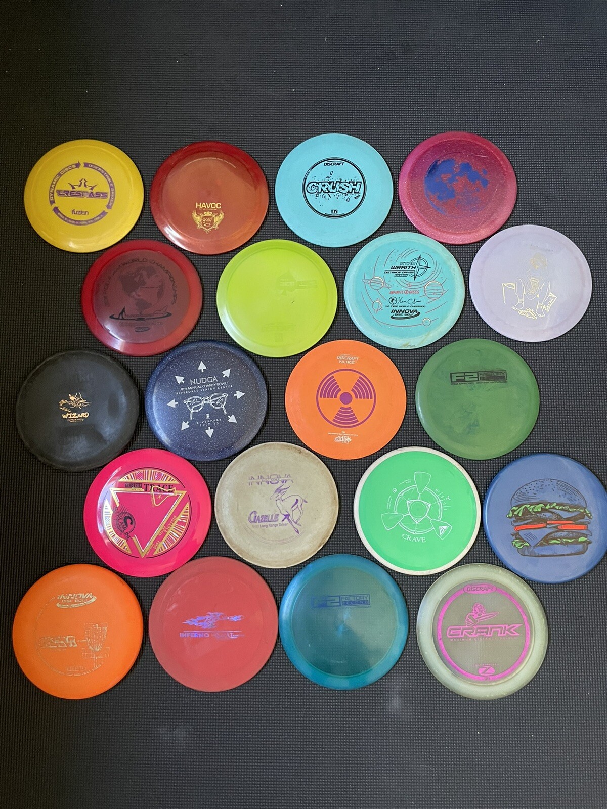 Lot of 20 Assorted Disc Golf Discs New/Used, Mixed Brands, Weights
