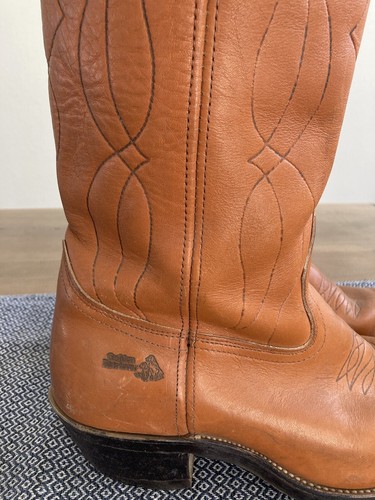 Vintage Golden Retriever Orange Leather Western Boots Cowboy Boots Size 8D - Picture 5 of 9