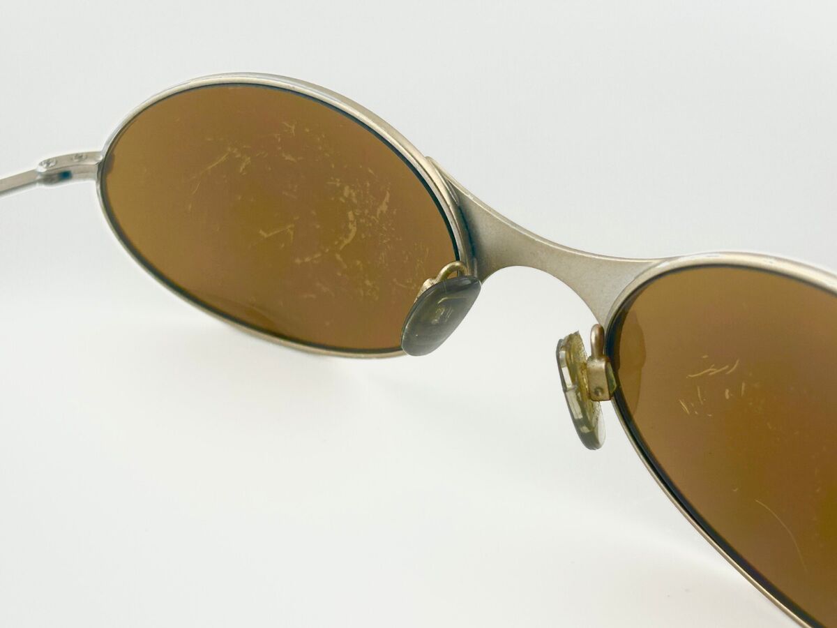 Vintage Oakley E Wire 1.0 Gold Metal Frame USA 90s W/ Brown Vintage Oakley E Wire 1.0 Gold Metal Frame USA 90s W/ Brown