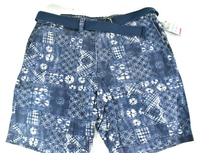 American Rag Cie Mens Shorts with Belt 28 Blue New Slim Fit Design Casual