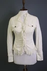 Versace Jeans Couture White Long Sleeve Ruffle Cropped Jacket Size 26 / 40
