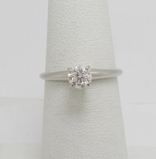 3/8CT Natural Round Diamond Solitaire Engagement Wedding Ring 14K White Gold