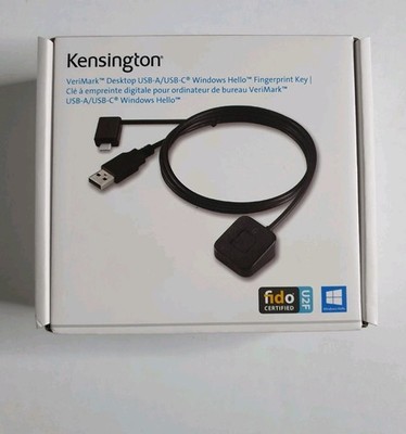 Kensington VeriMark Desktop USB-A/USB-C Windows Hello Fingerprint Key FIDO U2F 