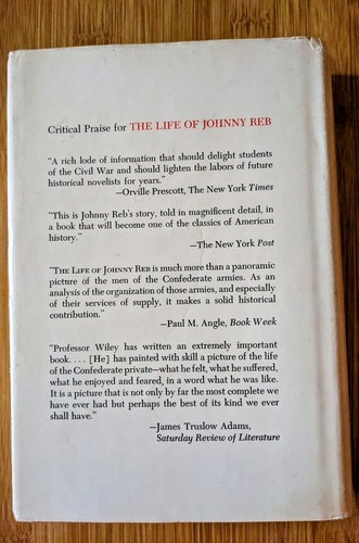 Rare The Life of Johnny Reb by Bell Irwin Wiley, 1971 Reprint, HC, with DJ - Picture 4 of 4