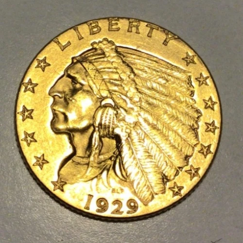1929 $2.50 Indian Head Gold Quarter Eagle, Gem Choice BU+. D24