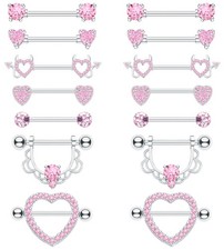 BSJ4U 7 Pairs Nipple Piercing Jewelry 14G 14g, Pink