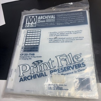 Print File CP 35-7 HB Archival 35mm Negative Preservers 100 sheets sealed