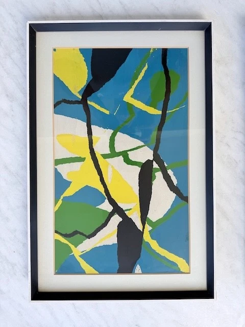 2 x pinturas modernistas originales de los años 60, al estilo de Helle Thorborg
