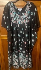 Only Necessities NEW Black Caftan Lounger Black Floral Mumu Lounger sz 5XL 38/40