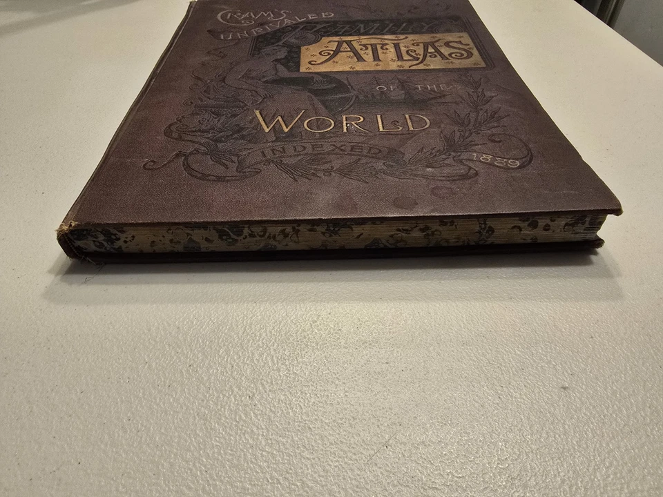 1889 Cram's Unrivaled Family Atlas of The World Colored Maps Indexed US Cities - Image 3 of 4