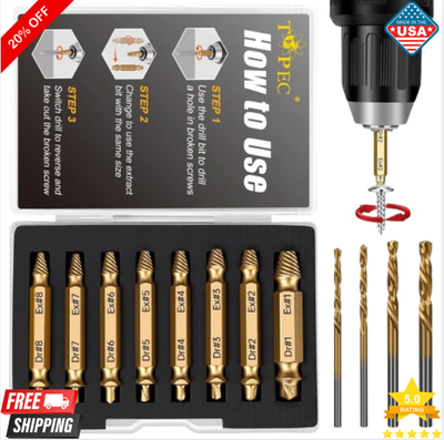 #ad 13 Pcs Screw Extractor Set Easy Out Drill Bits Set for Removing Stripped Screws $7.78