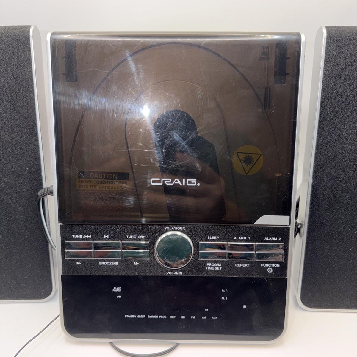 Craig CD Shelf System Alarm Clock Stereo Radio w/Speakers 90s Rare