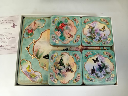 Vintage Bradford Editions Butterfly 12 Coasters + Placemats Lena Liu BNIB P4 - Picture 10 of 11