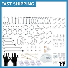 All-in-One 98PCS Septum Piercing Kit with Stainless Steel Tools and Jewelry