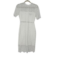 Lulus White Lace Mock Neck Short Sleeve Sheath Dress Size S Bridal Formal