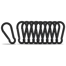 Small Carabiner Clip Hook, 1.57 inch 10 pcs Black Heavy Duty Spring Snap Hook Ke