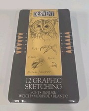 Vintage Derwent Graphic Soft Drawing Pencils Sketching Set of 12 BRAND NEW VHTF
