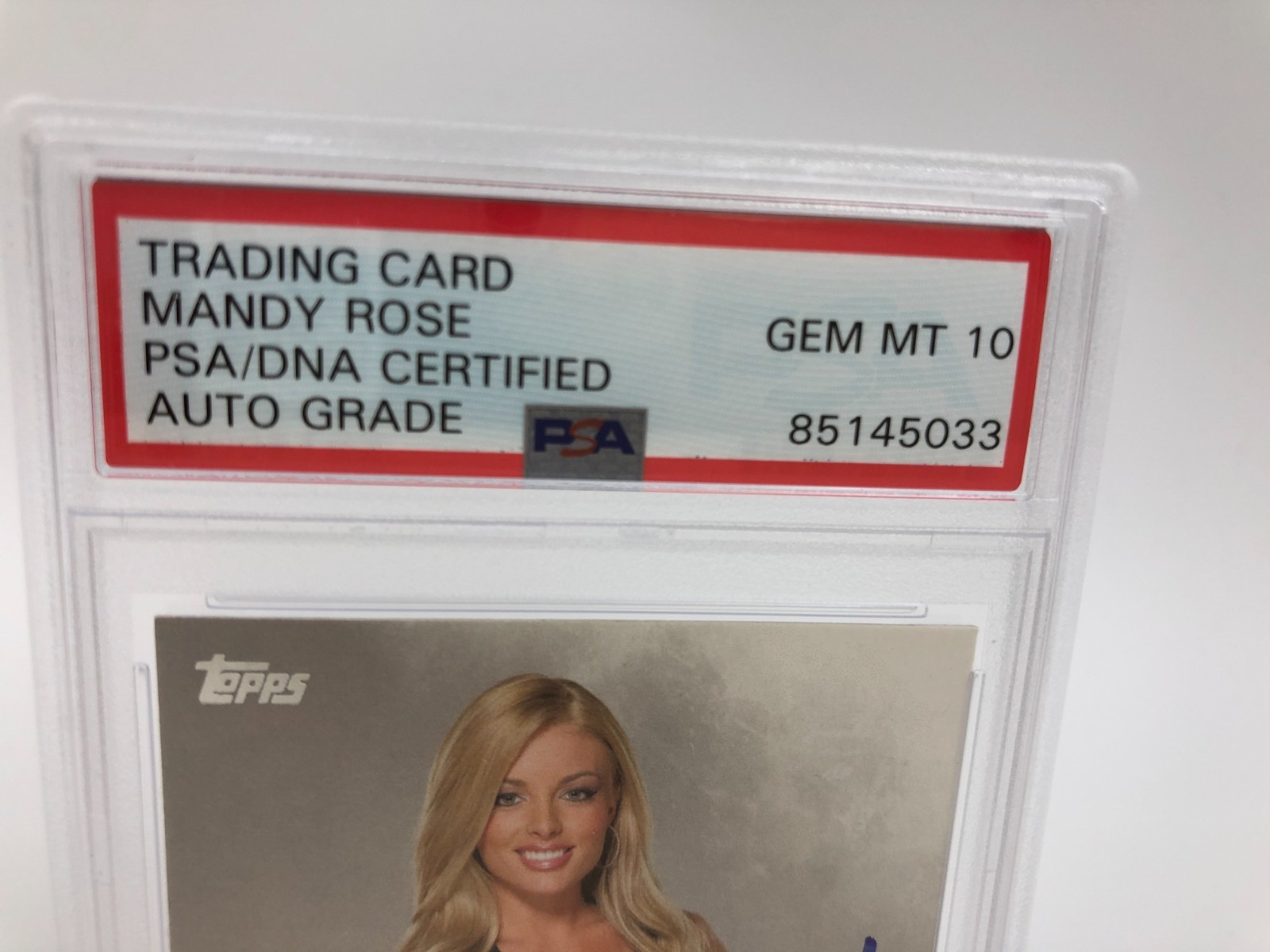 MANDY ROSE AUTO Signed on Card Rookie 2016 TOPPS WWE Auto grade PSA GEM MT 10 view 3