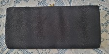Vintage Textured Black Clutch with Fine Grained Shimmer