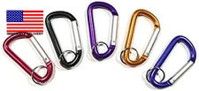 5Pc Premium Quality 3" Aluminum Carabiner D Shape Keychain Clip, Spring Snap Key