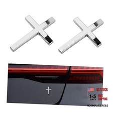 2PCS Individual Jesus Cross for Car Decal Emblem,3D Metal Silver Silver