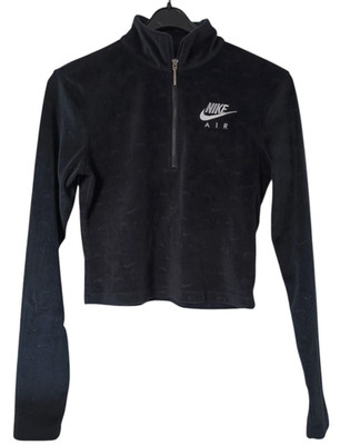 NIKE AIR Damen Velour Langarmshirt Gr. S / 34 cropped Pullover Oberteil Logo