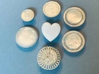 ANTIQUE VICTORIAN PEARL CARVED COLLAR CUFF BUTTONS SINGLES LOT OF 7- 1 MILKGLASS