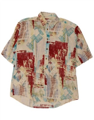 EURO MODE Herren Hemd Maker Abstraktes Muster Hemd Large Mehrfarbig BV13