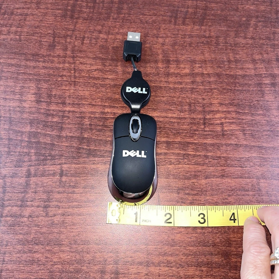Dell Optical Retractable Mini USB Corded Wired Mouse for Notebook Laptop - Image 3 of 4