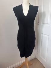 Phase Eight Black Sleeveless Bodycon Women's Dress UK 12 V Neck Fitted Ribbed 