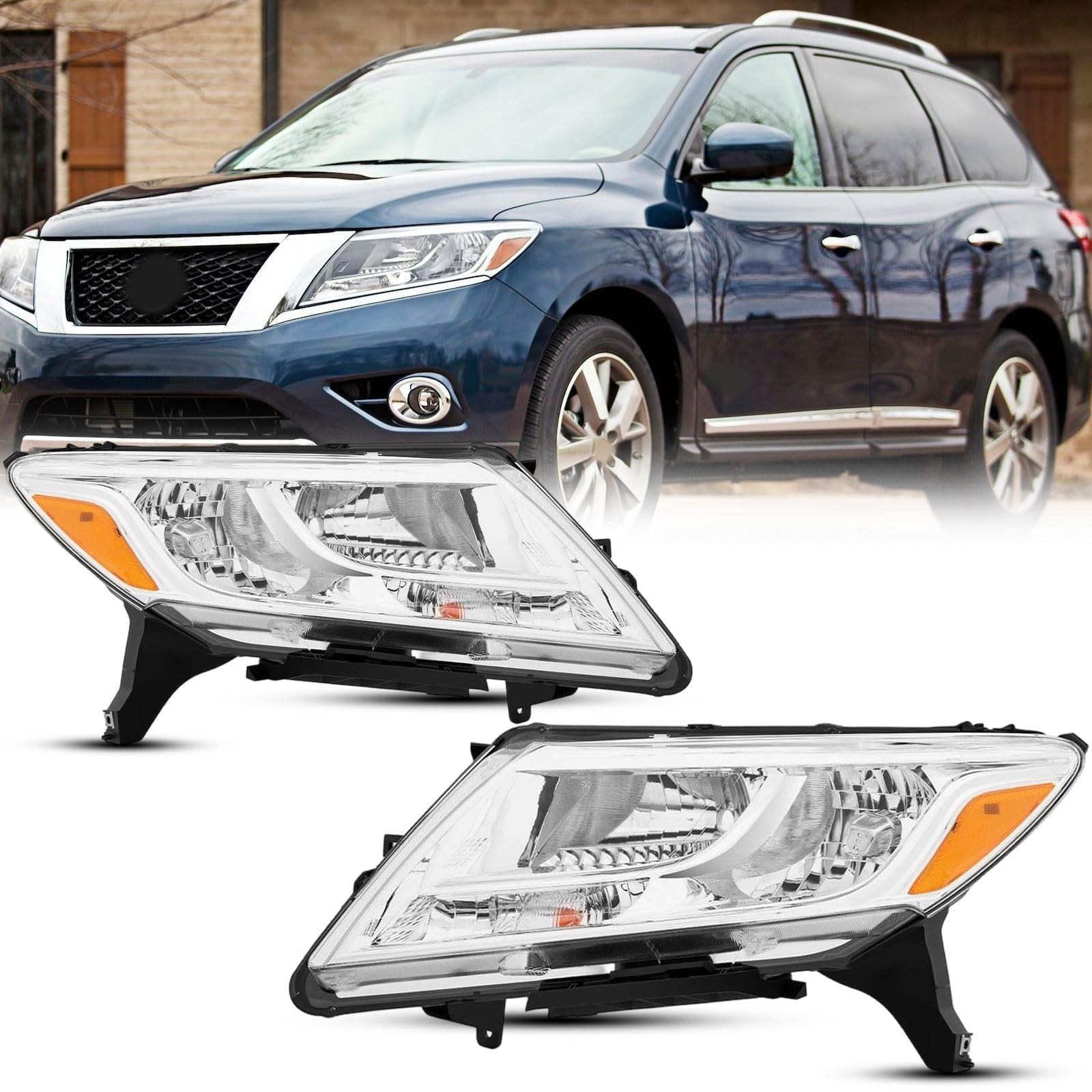 Headlights Assembly for 2013-2016 Nissan Pathfinder Halogen Headlamps LH&RH