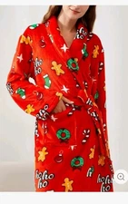 Christmas Hohoho Red Bath Robe KFUBUO Pockets Soft & Comfy 