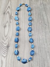 Vintage Blue/White Marbled Oval Lucite Bead