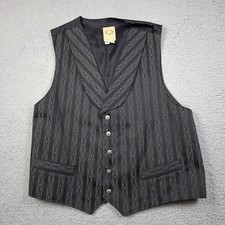 Wah Maker Patterned Vest Waistcoat Men's Size 2XL Black/Gray Made in USA Western