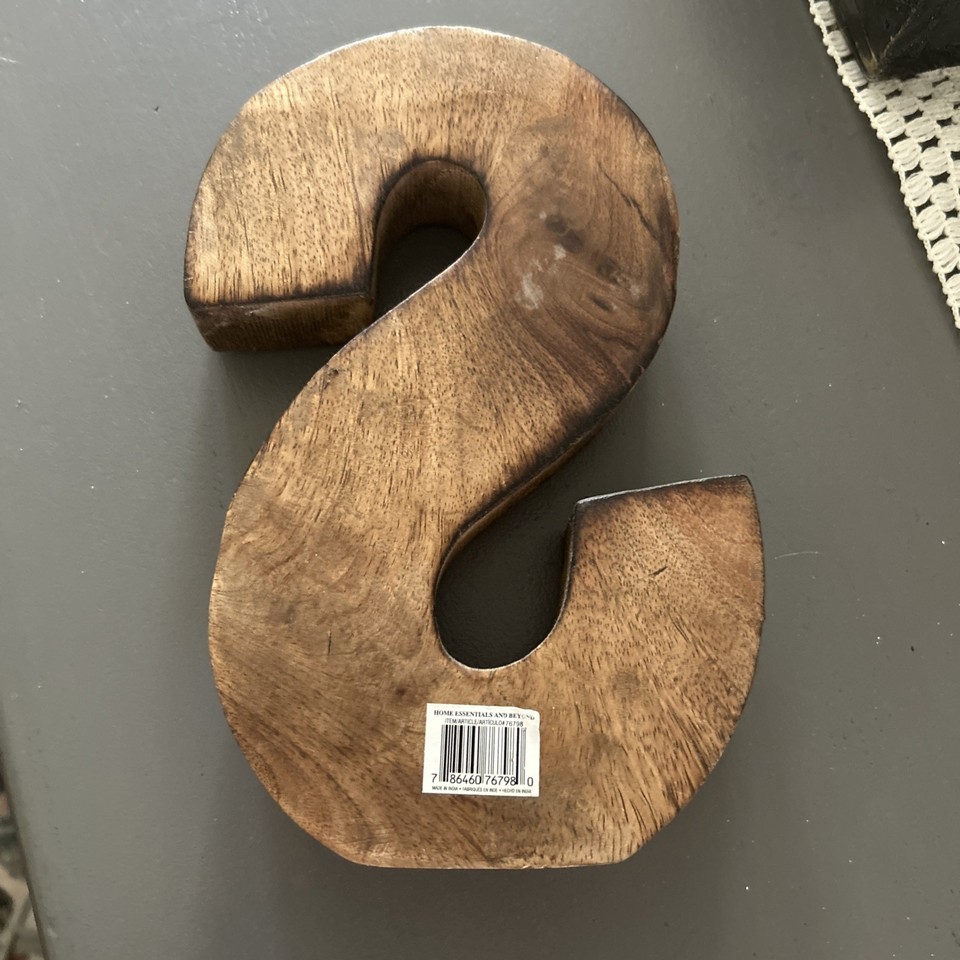 Carved Wooden Freestanding Rustic Letter “S” Monogram - Made In India ...