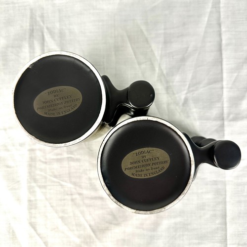 Portmeirion Pottery England John Cuffley Black Gold Zodiac Mugs LIBRA and Capric - Picture 7 of 9