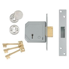 Image of Union 3G114E 5 Lever Mortice Deadlock C-Series 80mm 3in Satin Chrome
