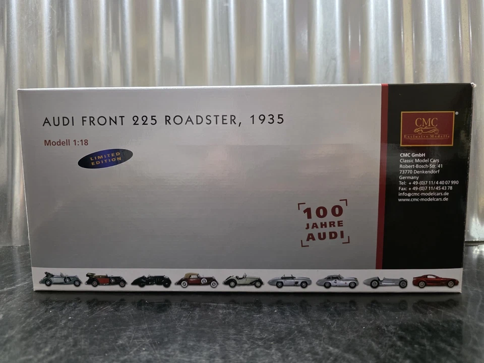CMC 1935 Audi Front 225 Roadster 1:18 Scale Diecast Model Car M-075C Red/White - Image 3 of 4