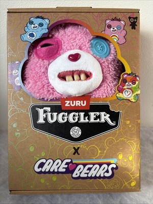 Fuggler x Care Bears rosa lustiges hässliches Monster Sammlerstück neu Plüschtier x Zuru