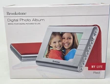 Brookstone My Life 3.5" Portable Digital Photo Album - Picture Frame Red