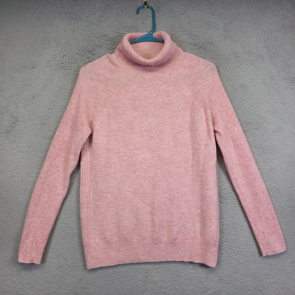 Suéter Cuello Alto Mujer S Rosa Superfino Lana Merino Tejido Acanalado Elegante Cálido Foto 2 de 4