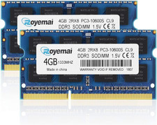 PC3-10600 DDR3 1333 8GB Kit 2x4GB RAM PC3 10600S 1333MHZ 2Rx8 204-pin 1.5v 4GB