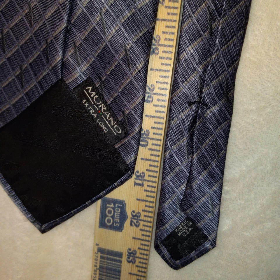 MURANO XL Purple & Black 100% Silk Tie Hand Made In USA W:4" LG 66" extra long - Image 2 of 4