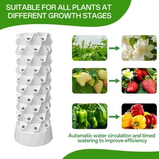 Vertical 80-Pots Hydroponics Tower Set Hydroponic Growing System Home Gardening