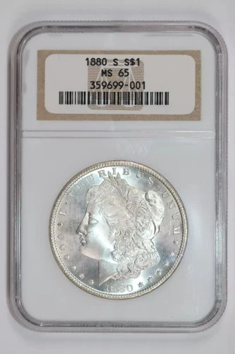 1880-S MORGAN DOLLAR NGC MS65 LOOKS NICER!- OLDER HOLDER!