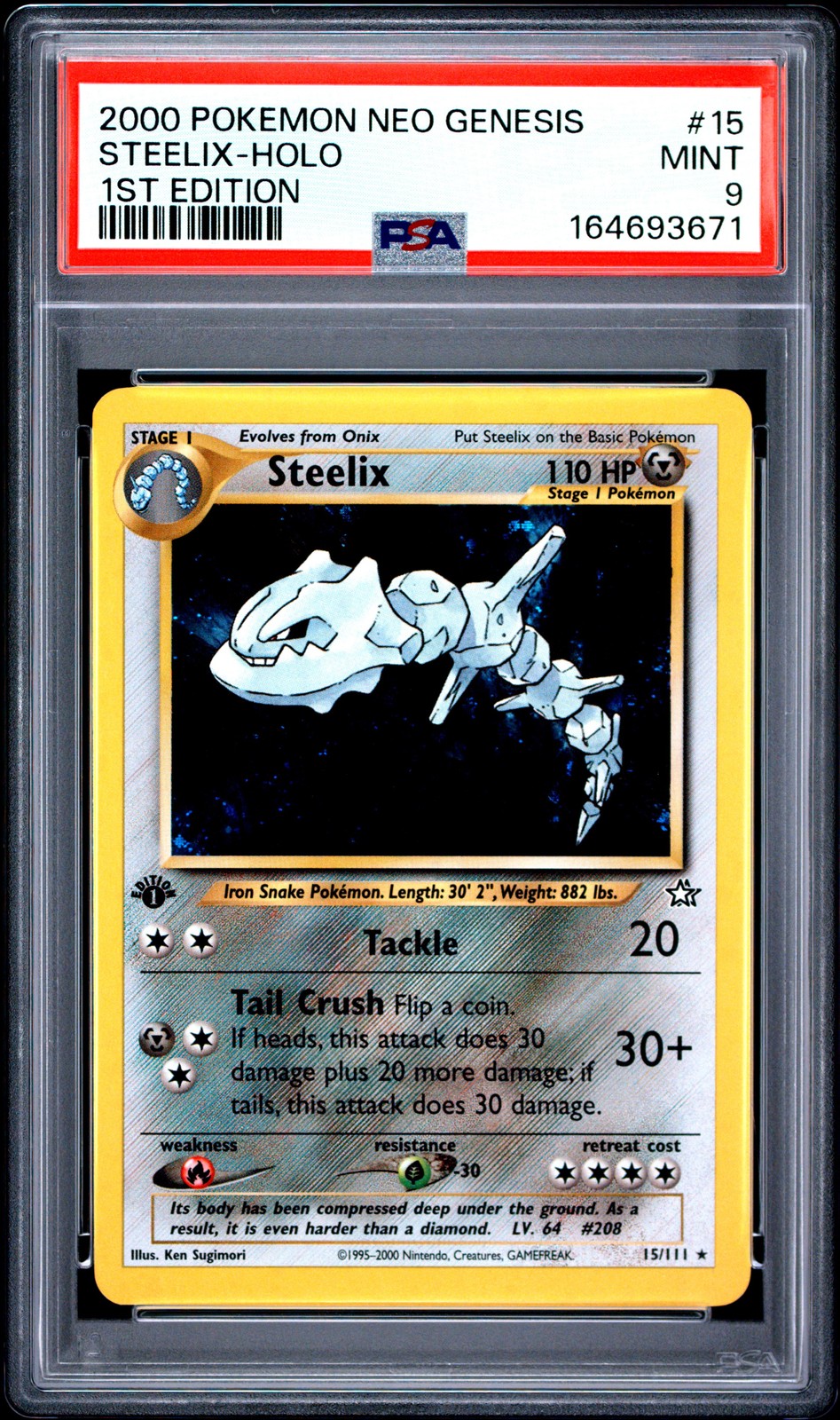 2000 POKEMON NEO GENESIS 1ST EDITION #15 STEELIX-HOLO PSA 9
